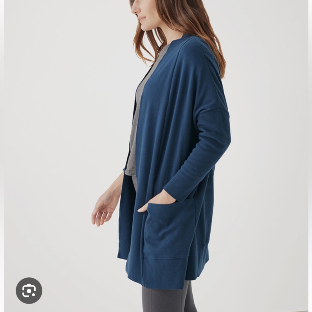 Pact Blue Organic Cotton Airplane Cardigan Jacket Size XL XXL